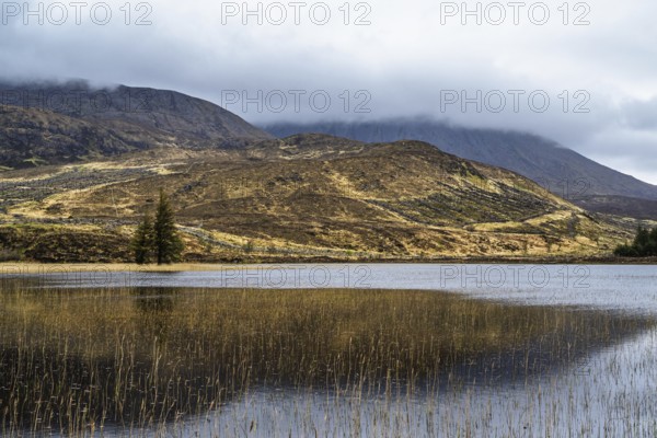 Farms over Loch Slapin, Isle of Skye, Scotland, UK