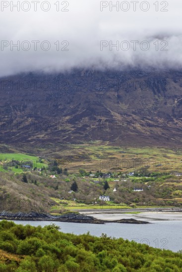 Farms over Loch Slapin, Isle of Skye, Scotland, UK