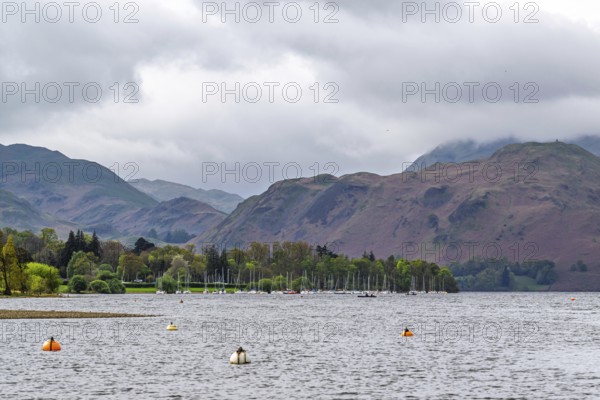 Mounains over Ullswater Lake, Pooley Bridge, Lake District National Park, Cumbria, England, United Kingdom