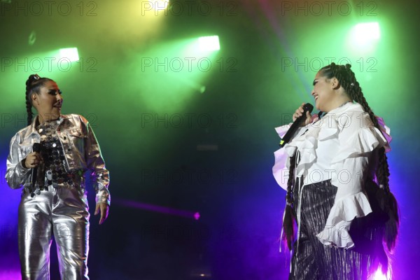 Bahar Kizil and Senna Gammour from the band Monrose at the 47th Christopher Street Day under the motto Never be quiet again in Berlin on 26 July 2025