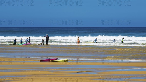 Surfer on Contis beach, Saint Julien en Born, Saint-Julien-en-Born, Landes, France
