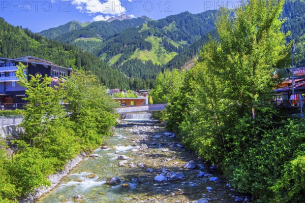 Zillerbach in the town centre, Mayrhofen, Zillertal, Zillertal Alps, Tyrol, Austria