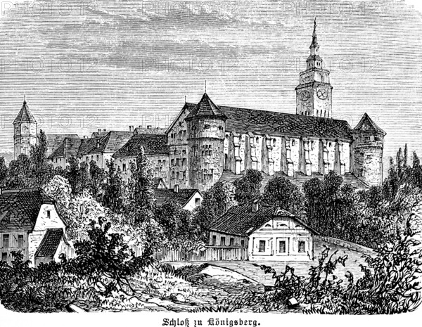 Former city palace in Kaliningrad, Kaliningrad Oblast, Russia, formerly Königsberg, park, German Empire, historical illustration 1896