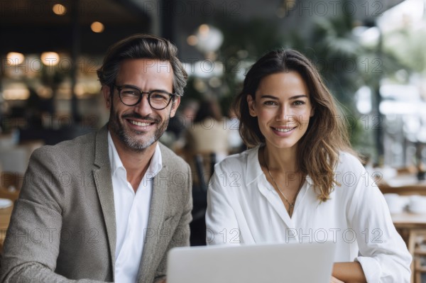 Business lunch in cafe where business ideas can be discussed in informal setting, AI generated