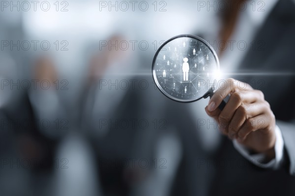 Concept of a brain hunter human resources in search of talented professionals for corporate office job, AI generated