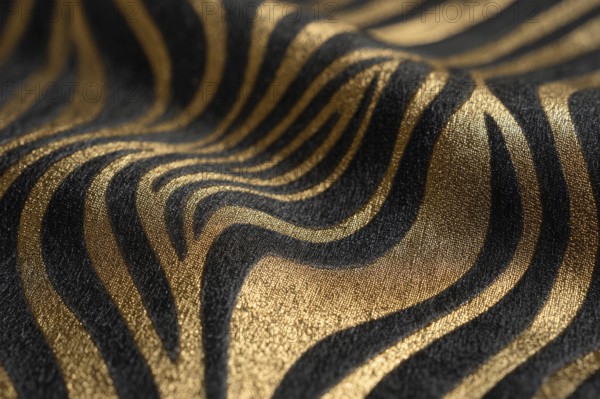 Background of Black and Gold Suede Texture with Wave Pattern, AI generated