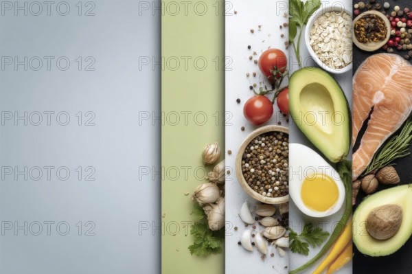 Collage healthy organic vegetables that improve digestion health and heart health, AI generated