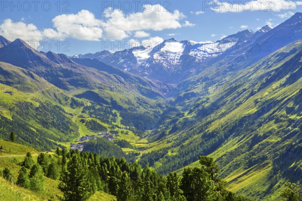 Valley head with the Gurgler Ferner, Hochgurgl, Ötztal, Ötztal Alps, Tyrol, Austria
