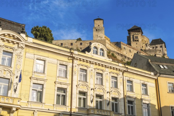 Hotel Elizabeth with Trencin Castle in the background, Capital of Culture 2026, Trencín, Slovakia