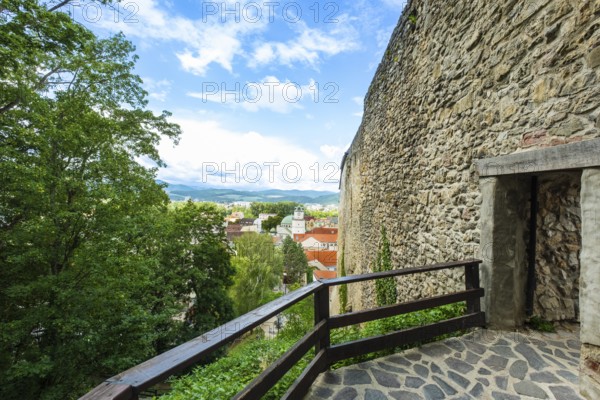 View from the castle wall to the town of Trencín, Capital of Culture 2026, Trencín, Slovakia