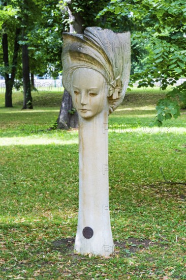 Sculpture by artist Andrej Chotvác in a park in Trencin, Capital of Culture 2026, Trencín, Slovakia