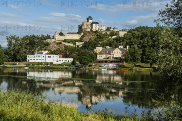 View of Trencín Castle from the banks of the Váh River, Capital of Culture 2026, Trencín, Slovakia
