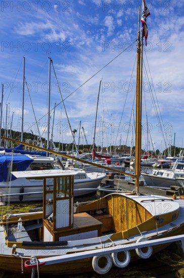 Maritime ambience with marina full of boats in Henan on Orust, Bohuslän, Västra Götalands län, Sweden