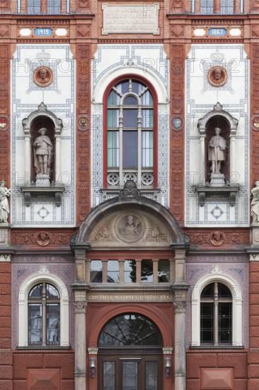 Main building of the University of Rostock, Renaissance façade with terracotta chimney, Rostock, Mecklenburg-Vorpommern, Germany