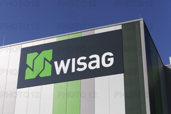 WISAG, logo on industrial building, service company for building technology and infrastructure, facility management, Krefeld, North Rhine-Westphalia, Germany