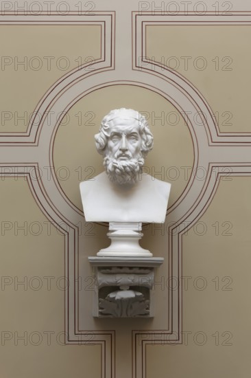 Homer, ancient Greek poet, bust in the stairwell, main building of the University of Rostock, Mecklenburg-Western Pomerania, Germany