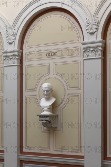 Cicero, ancient Roman orator and philosopher, bust in the stairwell, main building of the University of Rostock, Rostock, Mecklenburg-Vorpommern, Germany