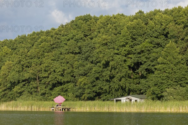 Parasol, holiday home, Leppinsee, Rechlin, Mecklenburg Lake District, Mecklenburg-Western Pomerania, Germany