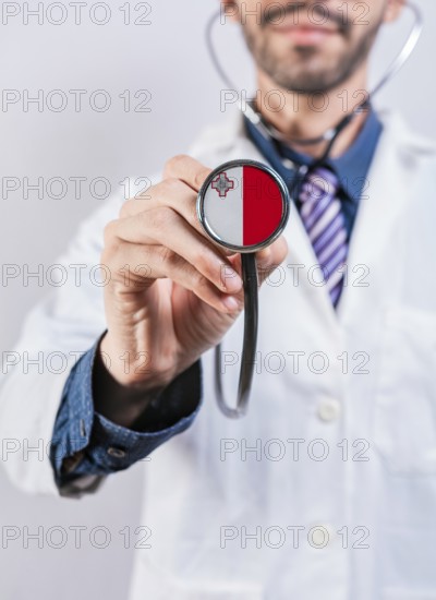 Malta health and medical insurance concept. Malta healthcare system, doctor holding stethoscope