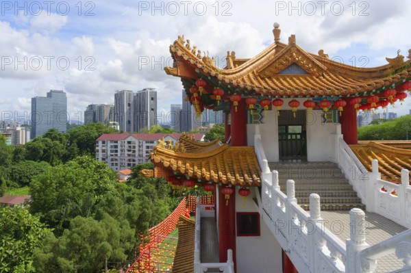 Thean Hou Temple to the Goddess Mazu and Kuala Lumpur skyline, Malaysia, Asia