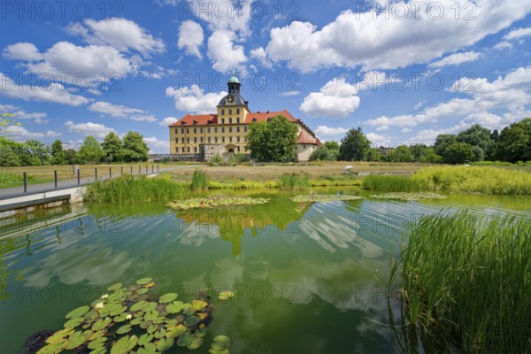 Johannisteich, castle park, Museum Zeitzer Schloss Moritzburg, early baroque style, water reflection, Zeitz, Saxony-Anhalt, Germany