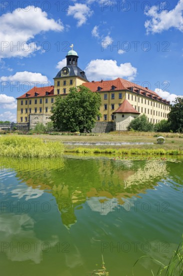 Johannisteich, castle park, Museum Zeitzer Schloss Moritzburg, early baroque style, water reflection, Zeitz, Saxony-Anhalt, Germany