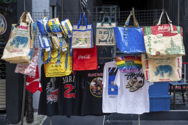 Bags with cult brand logos from Ikea, Coca Cola, Starbucks