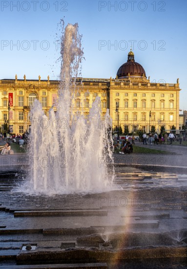 The Lustgarten with fountain and the Humboldt Forum, Berlin, Germany