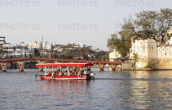 Excursion boat on Lake Pichola, Udaipur, Rajasthan, India