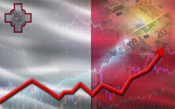 Malta economic growth on financial graph. Malta financial growth on market graph
