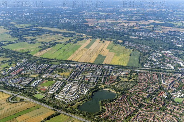 Oberbillwerder, Bergedorf West, Neu-Allermöhe Ost, Neu- Allermöhe West, Boberger Niederung, new development area, housing construction, planning, vacant lot, Hamburg, Germany, aerial view