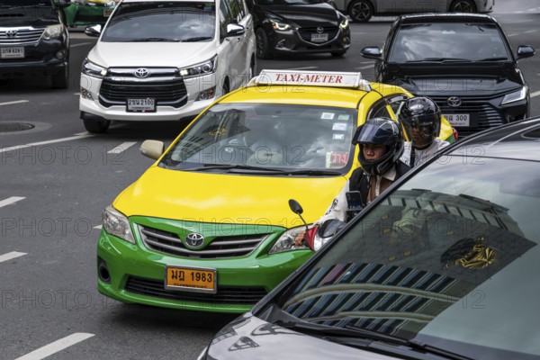 Road traffic taxi, Bangkok, Thailand