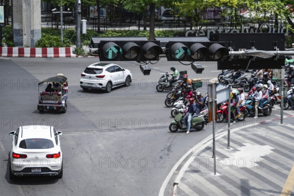 Road traffic traffic light green, Bangkok, Thailand