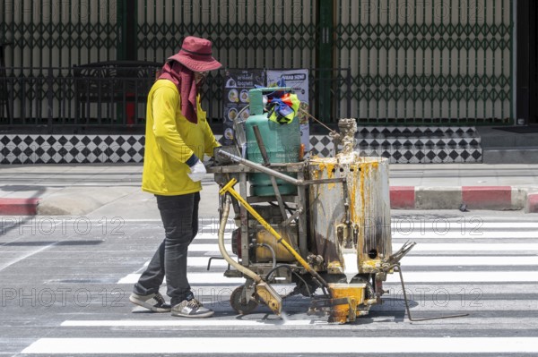 Ground marking pedestrian crossing, Bangkok, Thailand