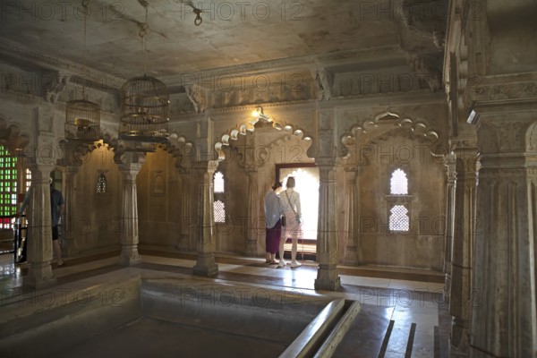 Room with arcades in the City Palace Museum, City Palace or City Palace, Udaipur, Rajasthan, India