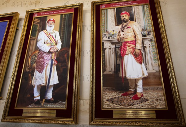 Portraits of the Maharajas in the City Palace Museum, City Palace, Udaipur, Rajasthan, India