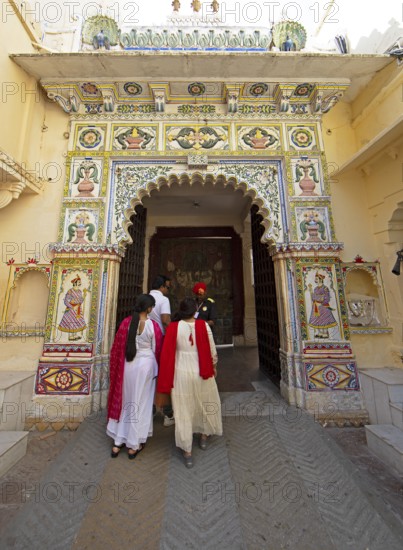 Colourful Tor tor in the City Palace, Udaipur, Rajasthan, India