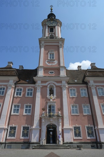 Main façade of the baroque pilgrimage church Birnau, built between 1746 and 1749, Birnau-Maurach 5, Uhldingen-Mühlhofen, Baden-Württemberg, Germany
