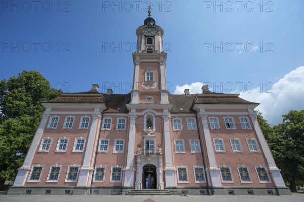 Main façade of the baroque pilgrimage church Birnau, built between 1746 and 1749, Birnau-Maurach 5, Uhldingen-Mühlhofen, Baden-Württemberg, Germany