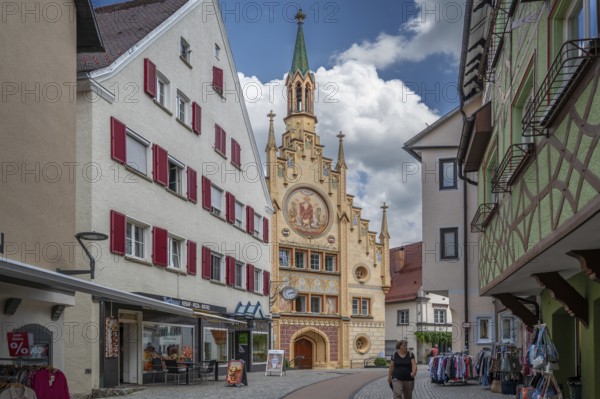 View of the historic Heilig Geist hospital, mentioned in the 13th century, neo-Gothic façade in 1856, Bad forest lake, Baden-Württemberg, Germany
