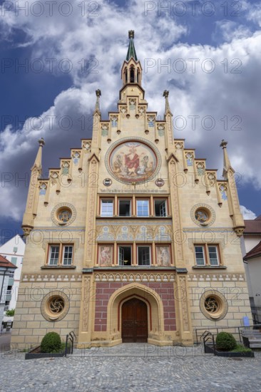 Historic Heilig Geist hospital, mentioned in the 13th century, neo-Gothic façade in 1856, Bad forest lake, Baden-Württemberg, Germany