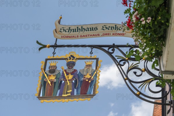 Historic nose plate from the former Drei König Inn, Bad forest lake, Baden-Württemberg, Germany