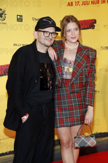 Milan Peschel and Jella Haase at the #SchwarzeSchafe premiere at the cinema in the Kulturbrauerei on 15.7.2025 Berlin
