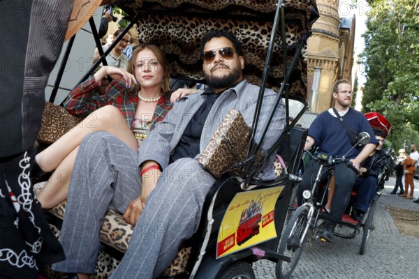 Jella Haase and Yasin el Harrouk at the #SchwarzeSchafe premiere at the cinema in the Kulturbrauerei on 15.7.2025 Berlin