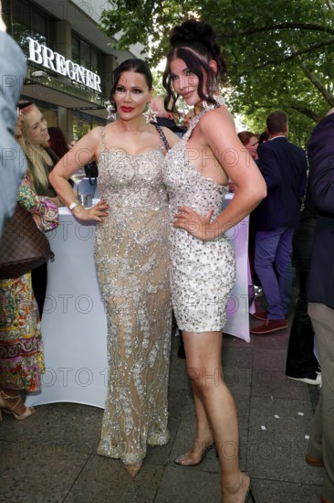 Djamila Rowe and Micaela shepherd at the exclusive terrace opening of Casa Bellucci in Berlin on 16 July 2025