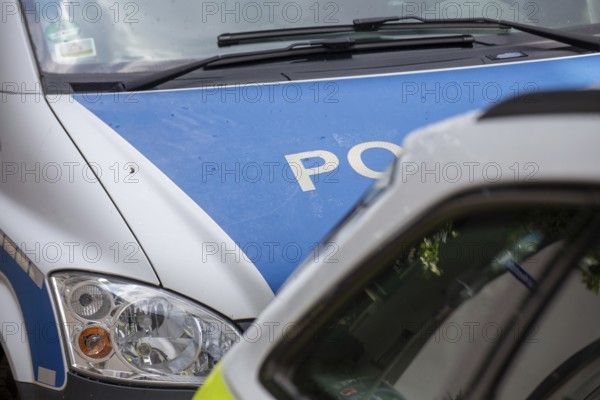 Close-up of a police car as a symbolic image for a police operation