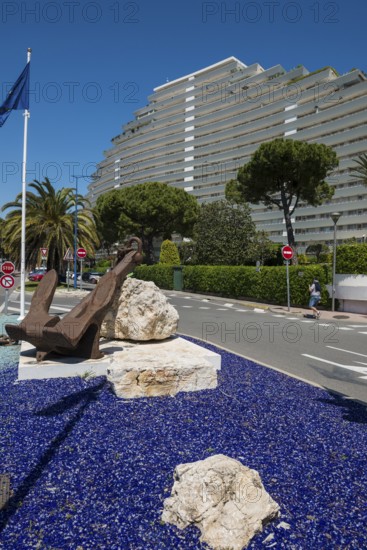 High-rise flat blocks by the sea, Marina Baie des Anges, Villeneuve-Loubet, Provence Alpes Côte d'Azur, South of France, France