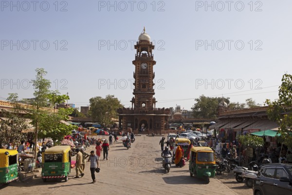 Ghanta Ghar clock tower in Sandar Market Girdikot, old town of Jodhpur, Rajasthan, India