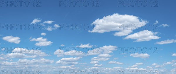 Background image for sky replacement, blue sky with loose white cumulus clouds
