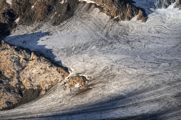 Structure of the glacier ice, detail, Übeltalferner glacier, Stubai Alps, South Tyrol, Italy